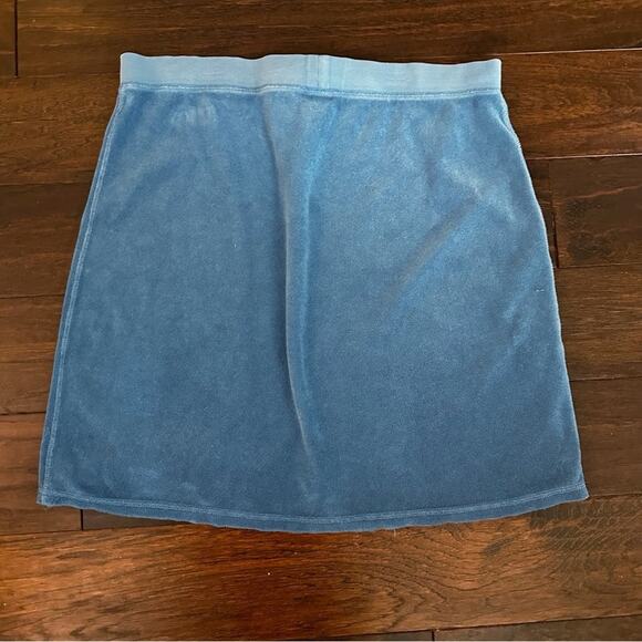 Y2K Juicy Couture Terry Cloth Skirt LARGE Blue Terrycloth Casual Summer Swim - Picture 5 of 11